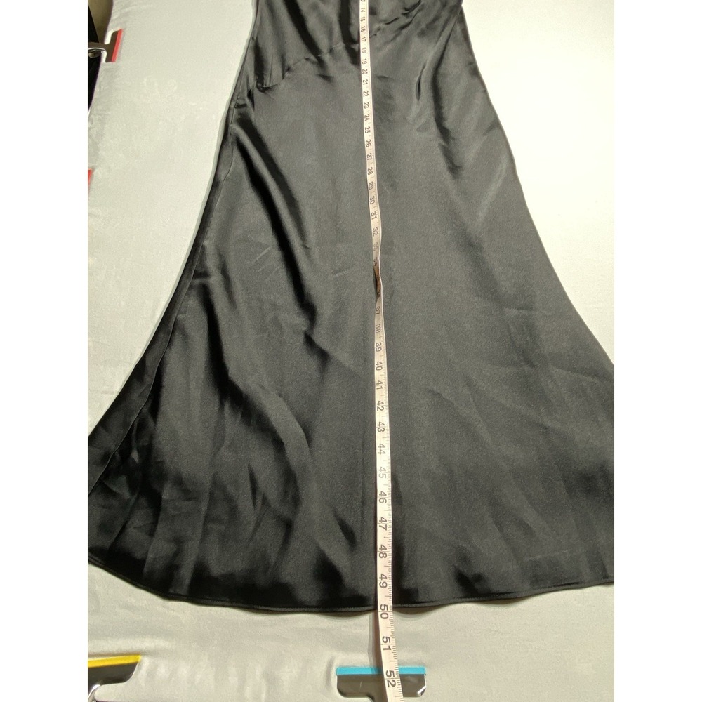 Express Womens Medium Black Satin Maxi Dress Sleeveless A-Line Formal Wedding - Picture 4 of 14